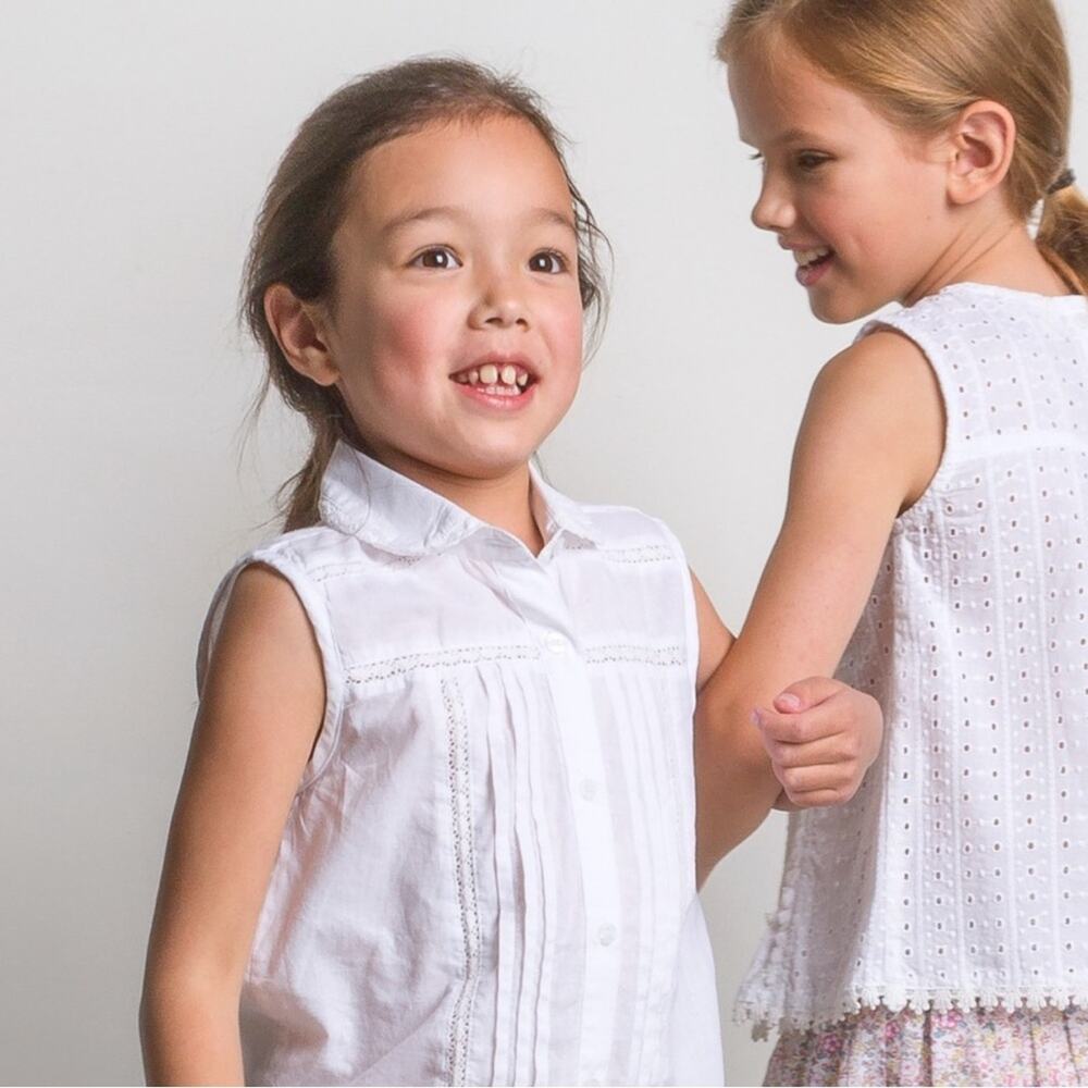 Girls Beetworld white cotton summer tie front top